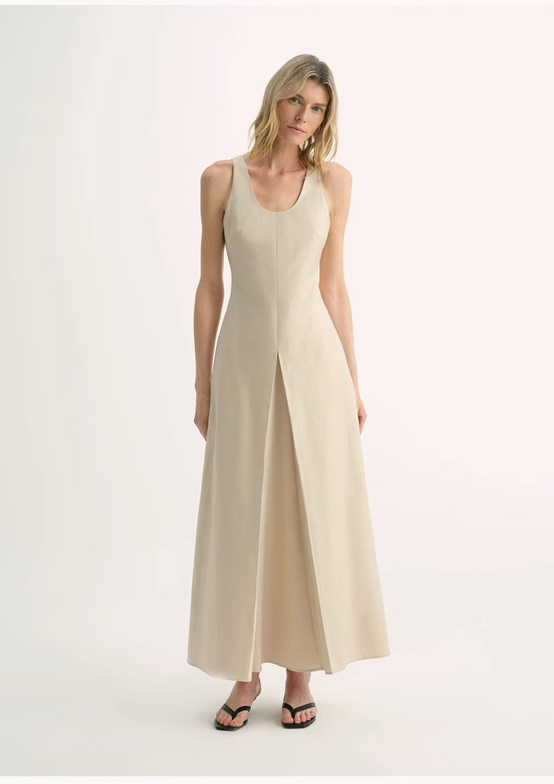 "Simple Love" High Density Modal Mulberry Silk Insert U-neck Vest Dress