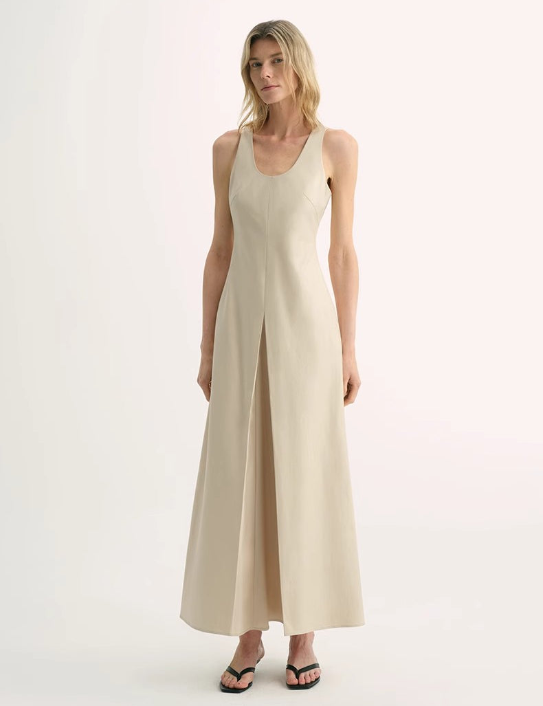 High Density Modal Mulberry Silk Insert U-neck Vest Dress"Simple Love"