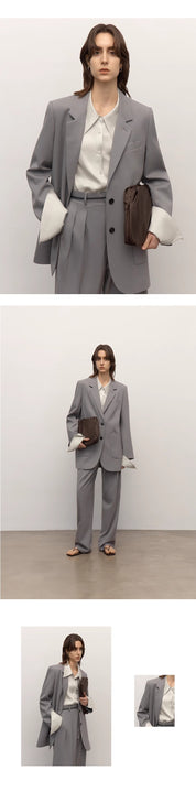 Heavy fine twill worsted wool, asymmetrical collar design, basic classic two-button suit