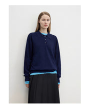 "Library Diary" Machine Washable Premium Wool Women's Polo Neck Loose Top