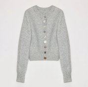 "Hokkaido Weaving Love" wool blend crew neck cardigan top