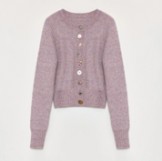 "Hokkaido Weaving Love" wool blend crew neck cardigan top