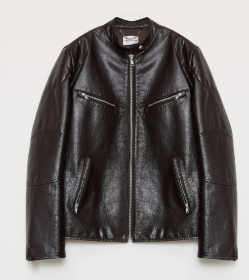New Zealand imported waxed sheepskin/cowhide vintage motorcycle leather jacket "Manhattan Dark Night"