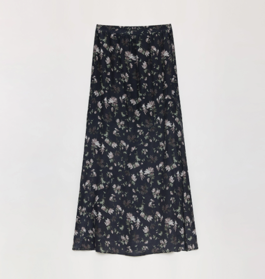 "Gallery Dusse" Vintage Print Straight Draped Skirt