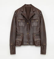 "Phantom of the Floating Palace" imported oil wax sheepskin waist leather jacket from New Zealand