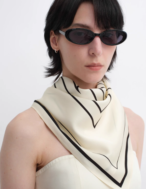 Stretch silk original geometric print silk scarf