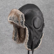 Unisex Vintage Style Genuine Sheep Leather Aviator Hat