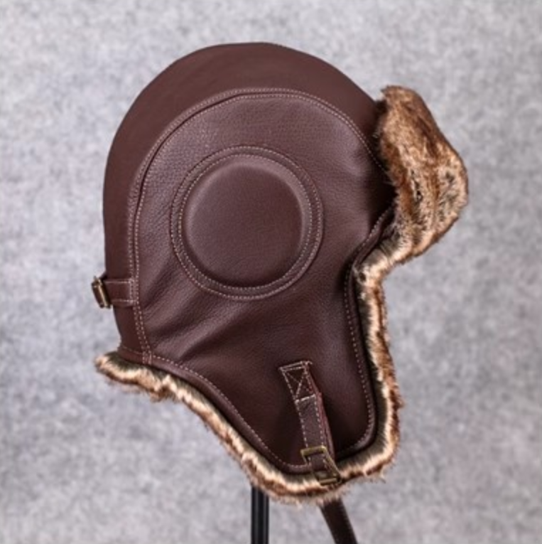 Unisex Vintage Style Genuine Sheep Leather Aviator Hat