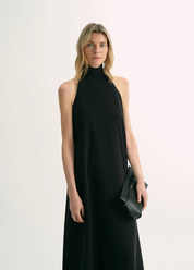 Luxury mulberry silk wrinkle-resistant small high collar A-line summer beach Dresses for women
