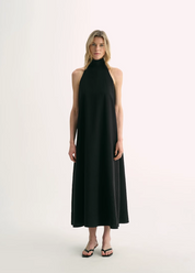 Luxury mulberry silk wrinkle-resistant small high collar A-line summer beach Dresses for women