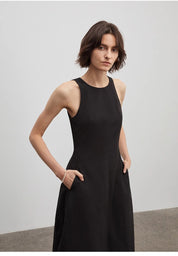 "Plain Poetry" functional style sleeveless dress female French style new temperament slim Hepburn little black dress long skirt