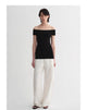 Mulberry silk blended one-shoulder strapless elegant multi-color knitted summer top T-shirt for women