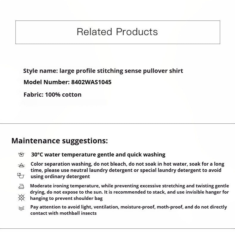 Workplace Siren Style College Style Silhouette Splicing Fashion Design Pullover Shirt