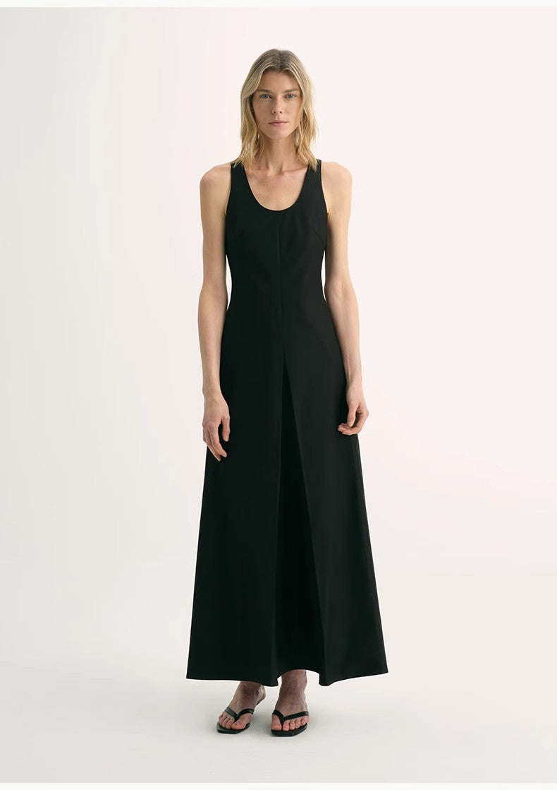 "Simple Love" High Density Modal Mulberry Silk Insert U-neck Vest Dress