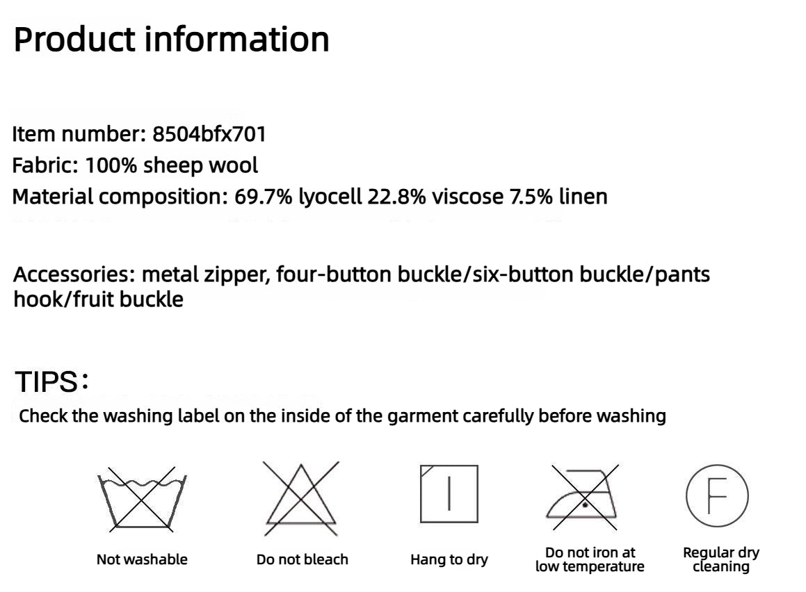 Firelady Fur Textured Fine Wool Four-Button Wide-Leg Trousers"Urban Film ”