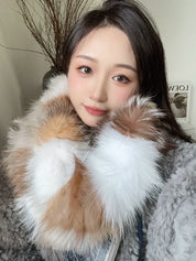 Fox fur scarf autumn and winter thickened warm pullover neck scarf