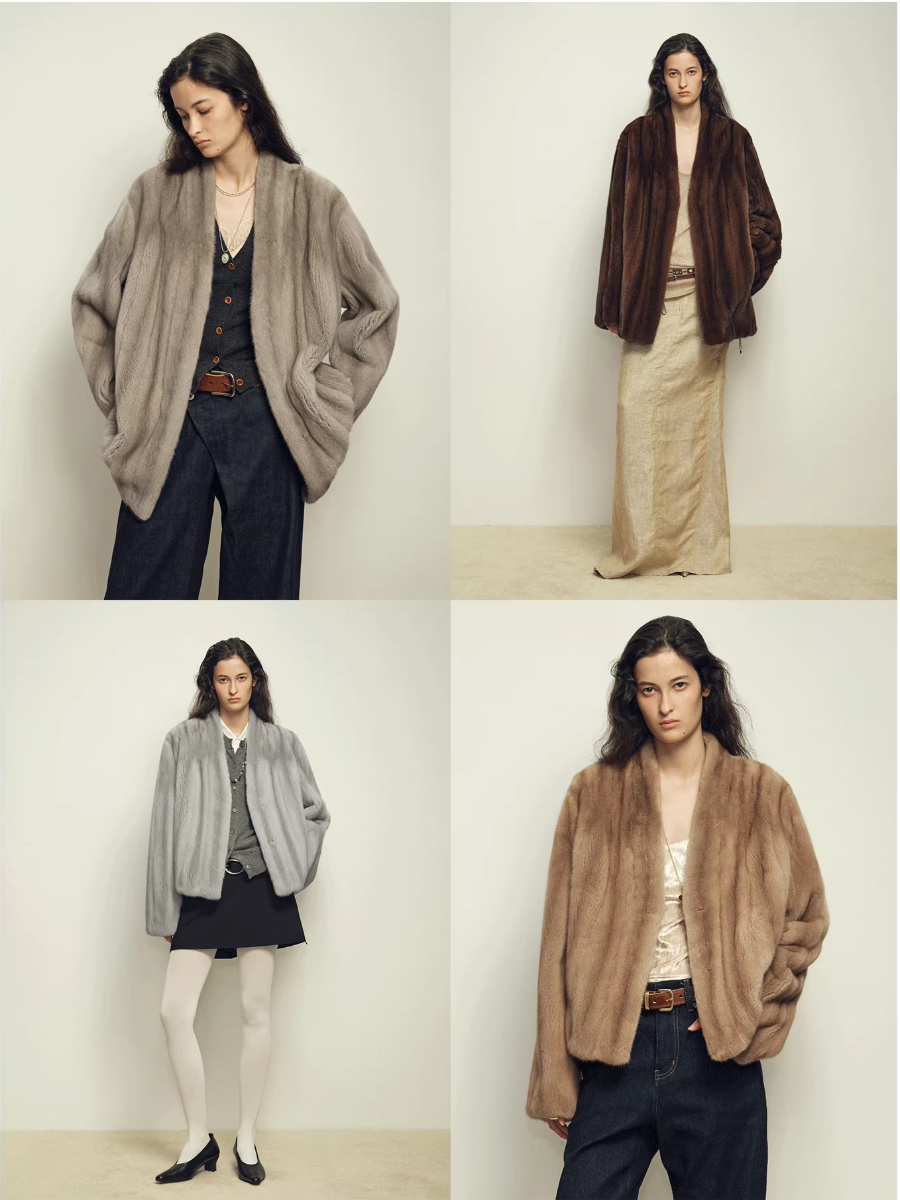 Firelady Fur Imported Kopenhagen Purple-Label Female Mink Full-Skin Woven V-Neck Fur Coat “Fairy Mountain Dew”