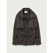 Firelady Fur Women's Belted Trench Coat - Drop Shoulder Short Jacket “Retro Traveler Style”