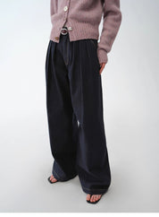 "Street Style" Vintage Handmade Lycra Stretch Jeans Wide Leg Loose Trousers Women Spring