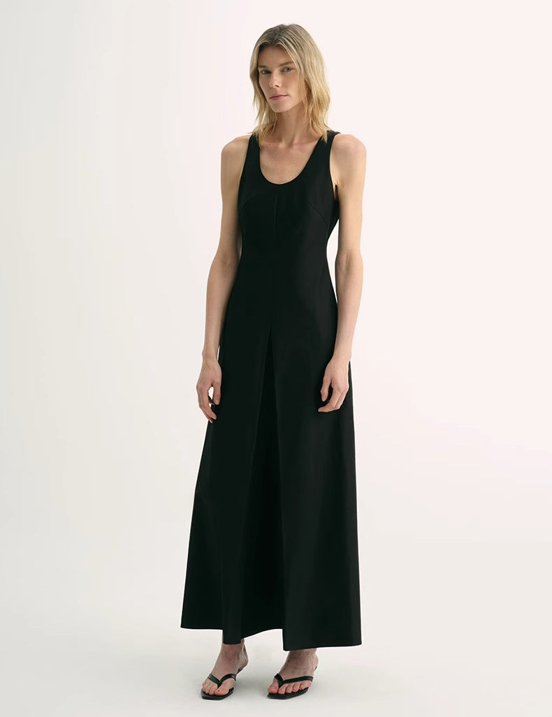 High Density Modal Mulberry Silk Insert U-neck Vest Dress"Simple Love"