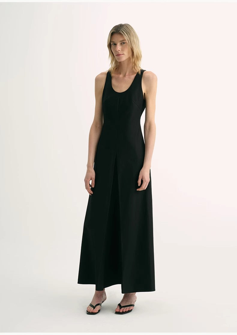 "Simple Love" High Density Modal Mulberry Silk Insert U-neck Vest Dress