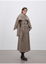 "Assassin's Creed" removable scarf collar, woolen coat for women, autumn and winter coat