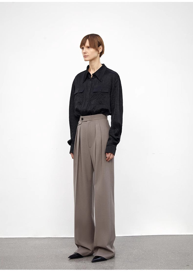 Wool Blend High-Waisted Slimming Suit Pants for Women