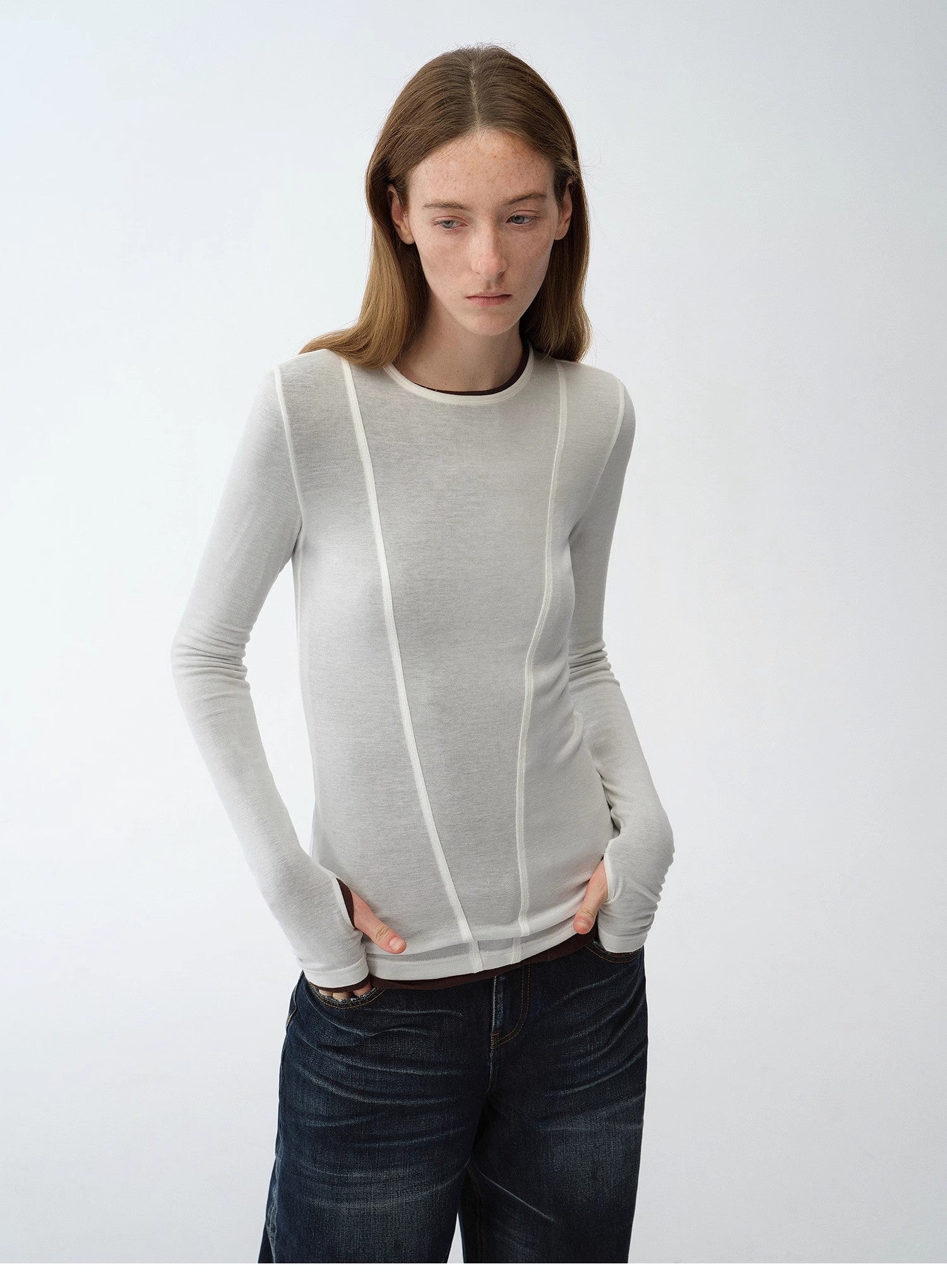 "Minimalist Moment" Simple Casual Lyocell Tencel Wool Blend Long Sleeve Bottoming Shirt Early Spring Top