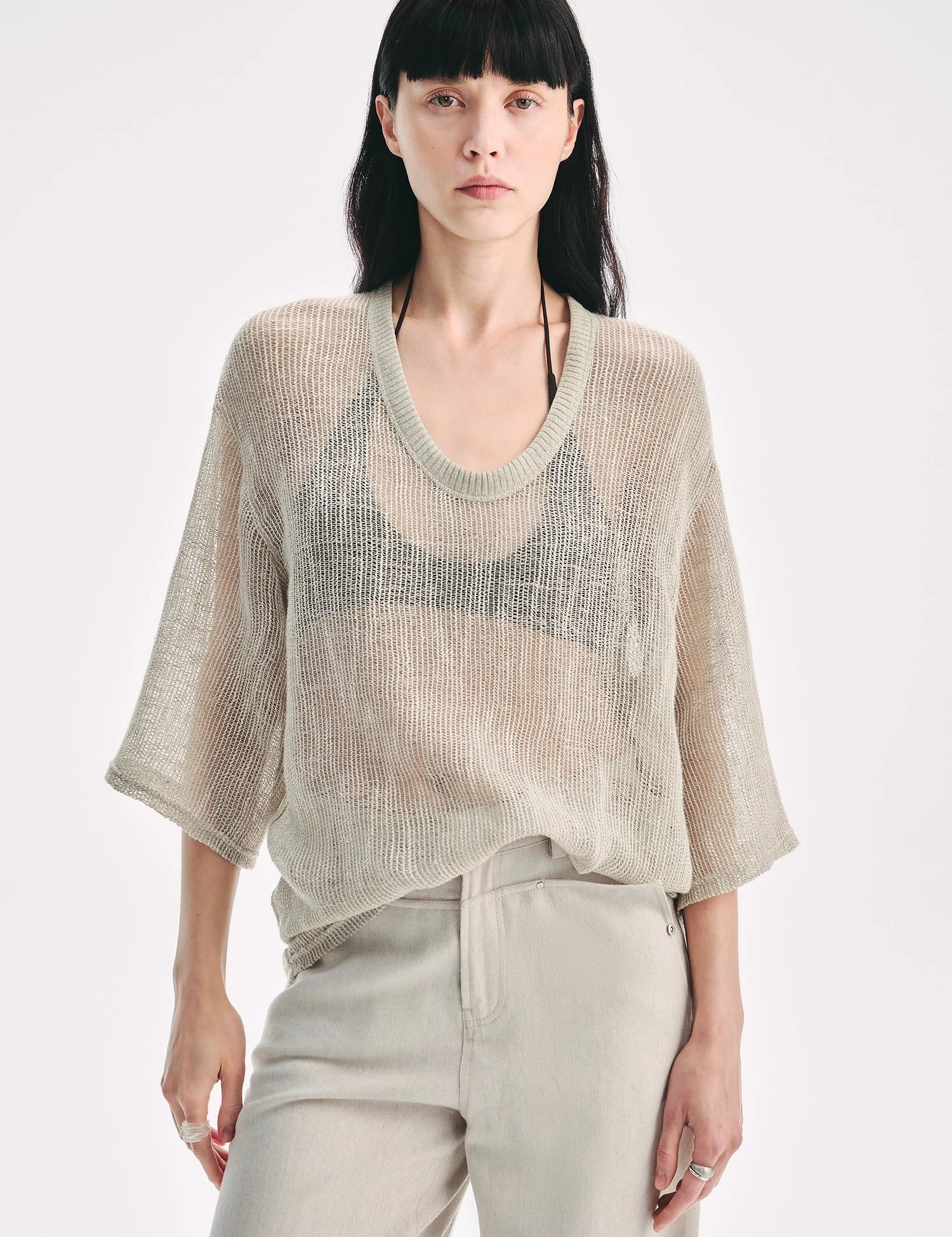 4 sleeve cotton and linen T-shirt summer"Inspiration Starts"