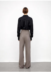 Wool Blend High-Waisted Slimming Suit Pants for Women