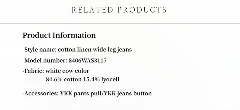 Customized cotton fabric skin-friendly washed drape versatile wide-leg jeans