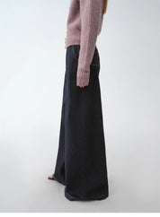 "Street Style" Vintage Handmade Lycra Stretch Jeans Wide Leg Loose Trousers Women Spring