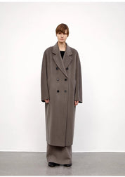 "Desert Mirage"Double-Breasted Coat with Shoulder Seam and Slight Cocoon Shape