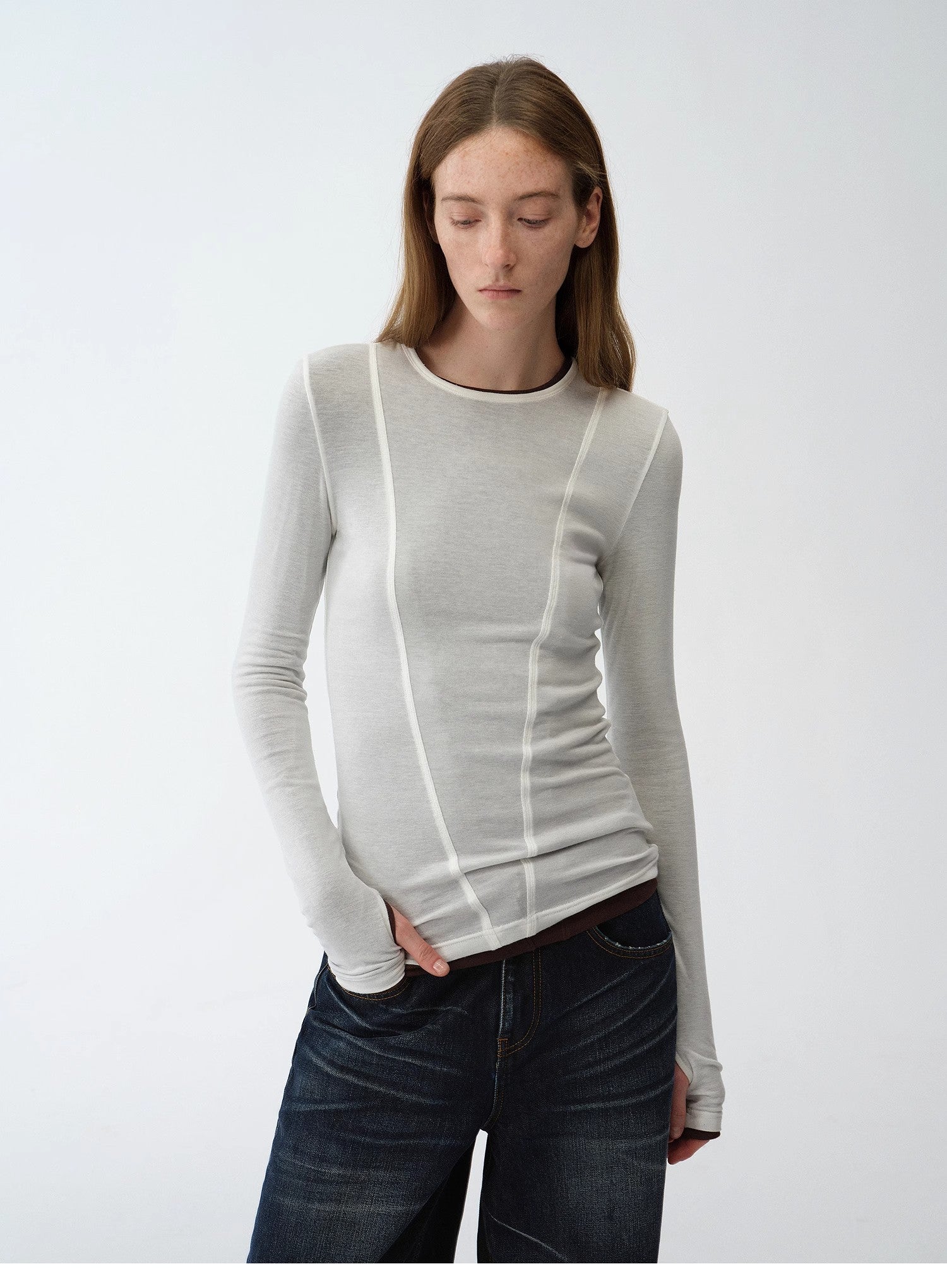 "Minimalist Moment" Simple Casual Lyocell Tencel Wool Blend Long Sleeve Bottoming Shirt Early Spring Top