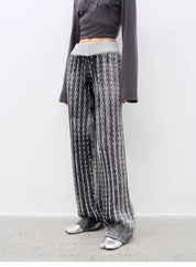 "Winter Date" fashionable slim silhouette permeation printing and dyeing process loose knitted straight pants