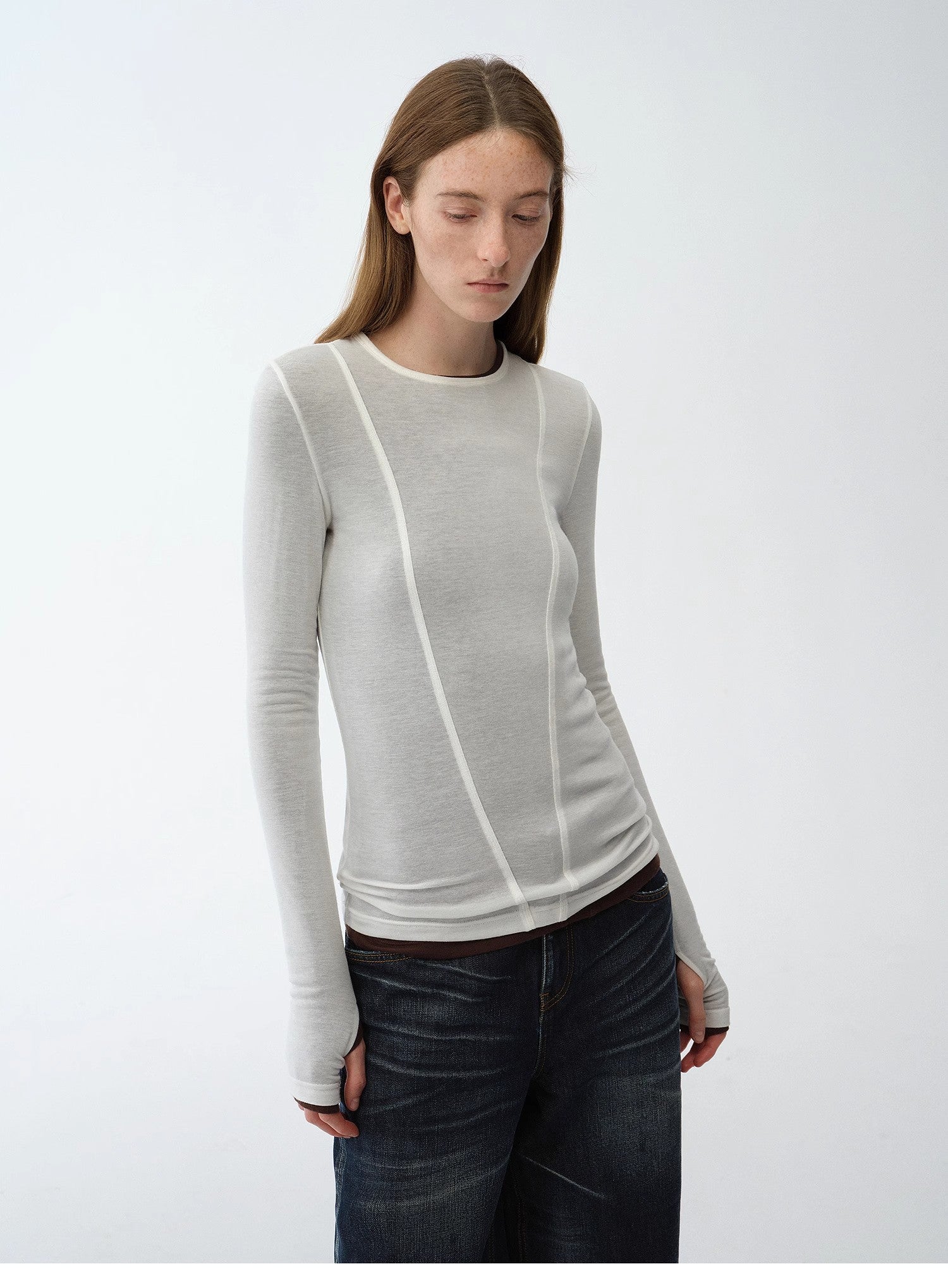 "Minimalist Moment" Simple Casual Lyocell Tencel Wool Blend Long Sleeve Bottoming Shirt Early Spring Top