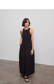 "Plain Poetry" functional style sleeveless dress female French style new temperament slim Hepburn little black dress long skirt