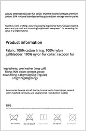 Firelady Fur Women's Goose Down Fur Parka with Detachable Raccoon Fur Hood“Hearthside Simmer”