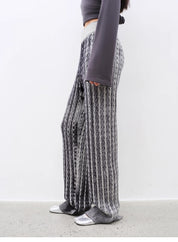 "Winter Date" fashionable slim silhouette permeation printing and dyeing process loose knitted straight pants