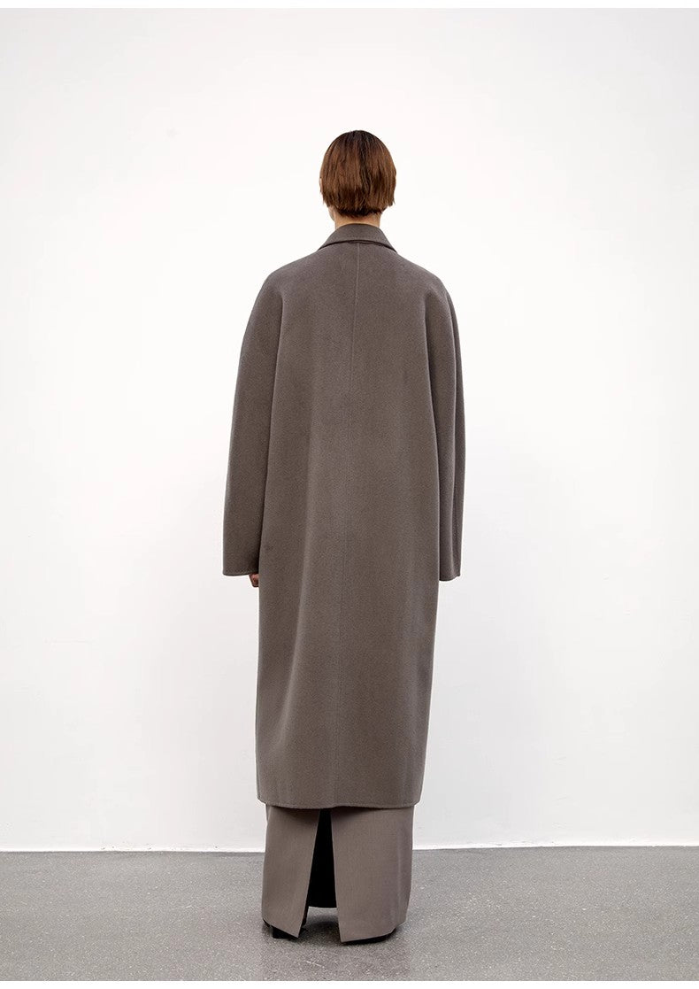 "Desert Mirage"Double-Breasted Coat with Shoulder Seam and Slight Cocoon Shape