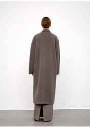 "Desert Mirage"Double-Breasted Coat with Shoulder Seam and Slight Cocoon Shape