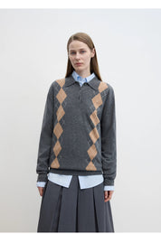 "Graduate" Machine Washable Wool Polo Neck Sweater Preppy Vintage Top