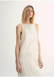 "Corridor Stride" skin-friendly and delicate imported acetate wool slimming hollow neckline A-line dress