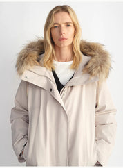 Removable raccoon fur collar 90 white velvet parka women's double zipper coat