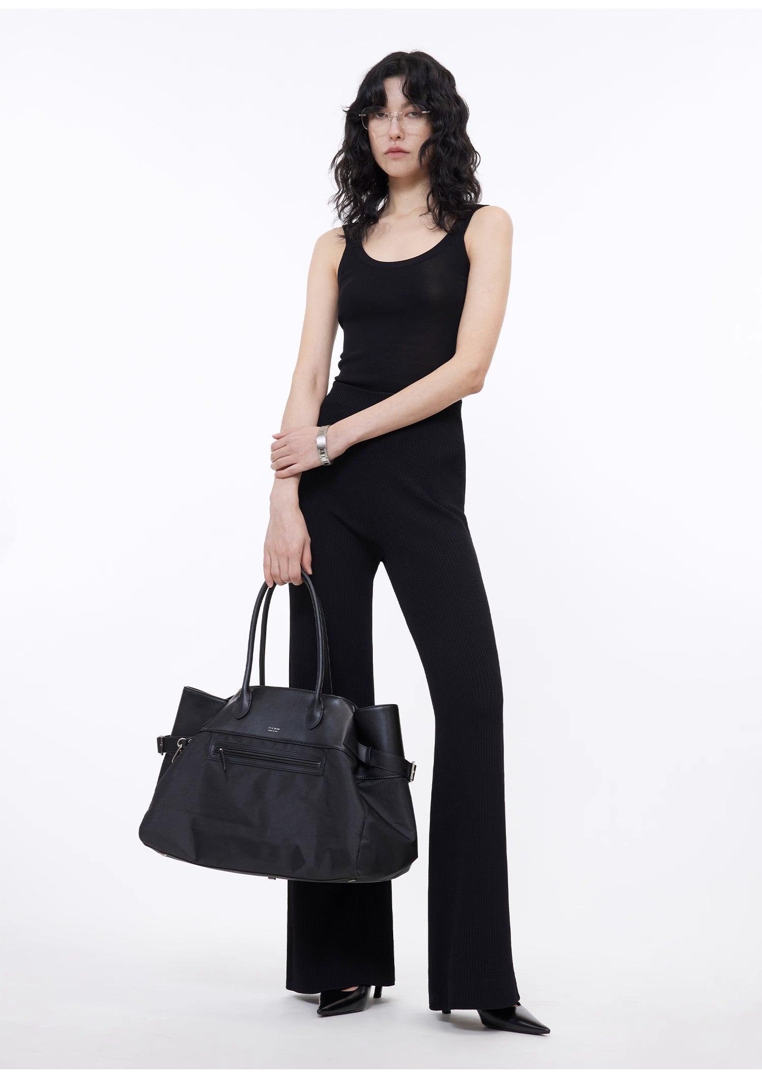 Knitted bootcut trousers, glutinous rice trousers, pit striped casual trousers