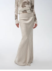 "Light and breezy" retro bias-cut linen blended straight fishtail maxi skirt