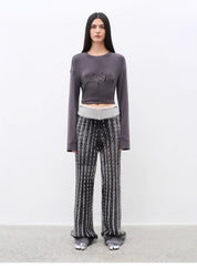 "Winter Date" fashionable slim silhouette permeation printing and dyeing process loose knitted straight pants