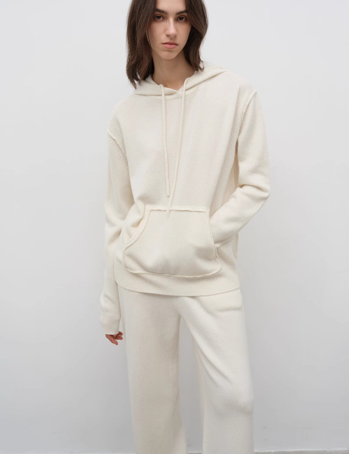 "Relaxed Encounter" Stylish Casual Sports Wool Knit Hoodie and Straight-Leg Leisure Pants Set