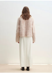 "Autumn Secret" Pink Lapel Tuscan Straight Fur Shearling Short Jacket