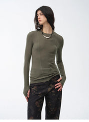 "Minimalist Moment" Simple Casual Lyocell Tencel Wool Blend Long Sleeve Bottoming Shirt Early Spring Top